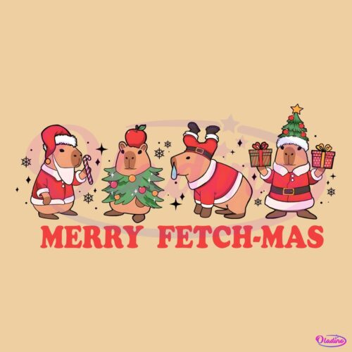 Merry Fetch Mas Capybara Santa Claus PNG