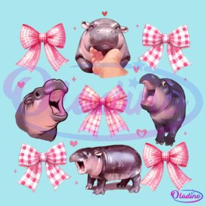 Moo Deng Pink Coquette Baby Pygmy Hippo PNG