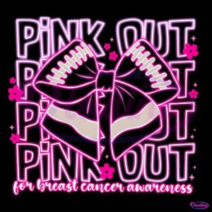 Neon Football Pink Out Breast Cancer Awareness PNG