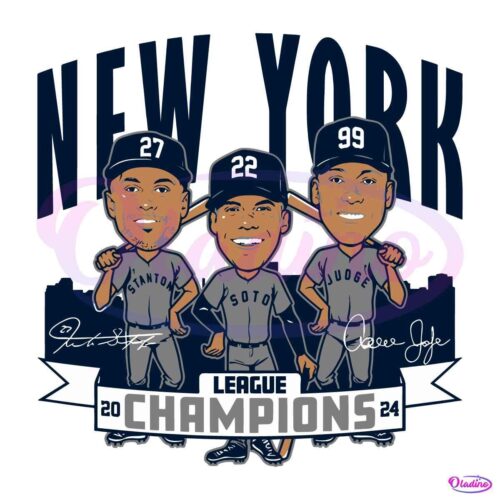 New York Baseball 2024 League Champions Caricatures PNG