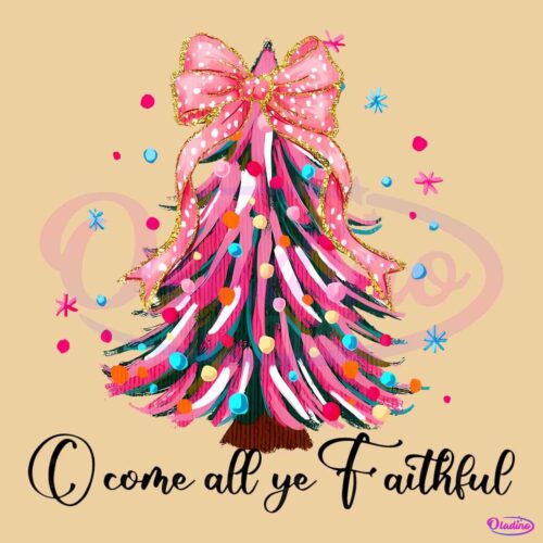 O Come All Ye Faithful Glitter Christmas Tree PNG