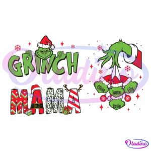 Personalized Grinch Mama Christmas Grinch Head SVG