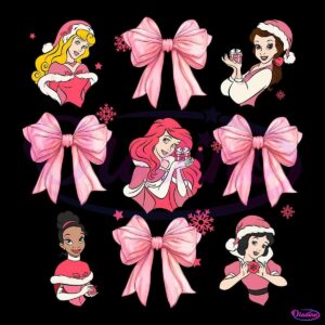 Pink Christmas Disney Princess Santa Hat Coquette Bow SVG