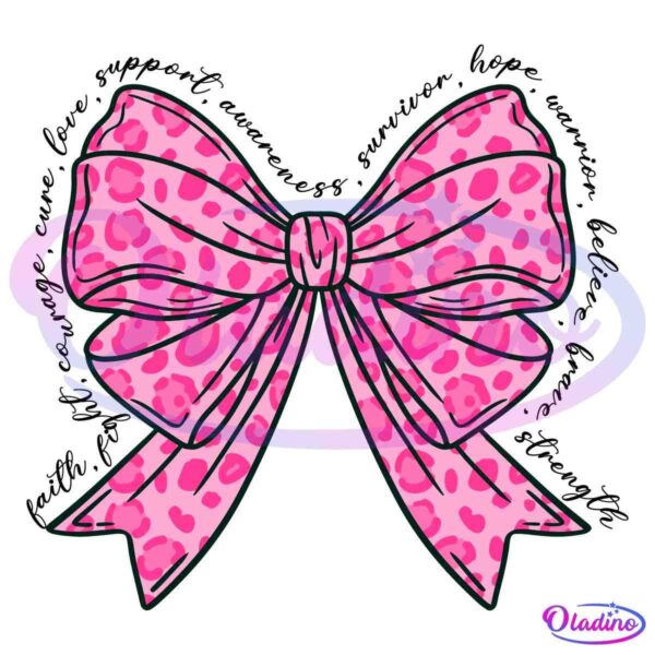 Pink Leopard Coquette Breast Cancer Awereness SVG