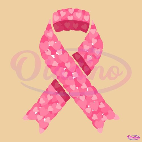 Pink Ribbon Heart October Breast Cancer Awareness SVG