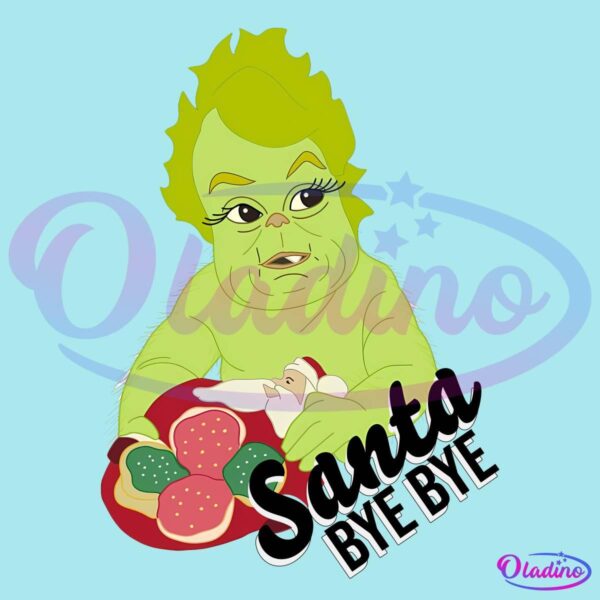 Retro Baby Grinch Santa Bye Bye PNG