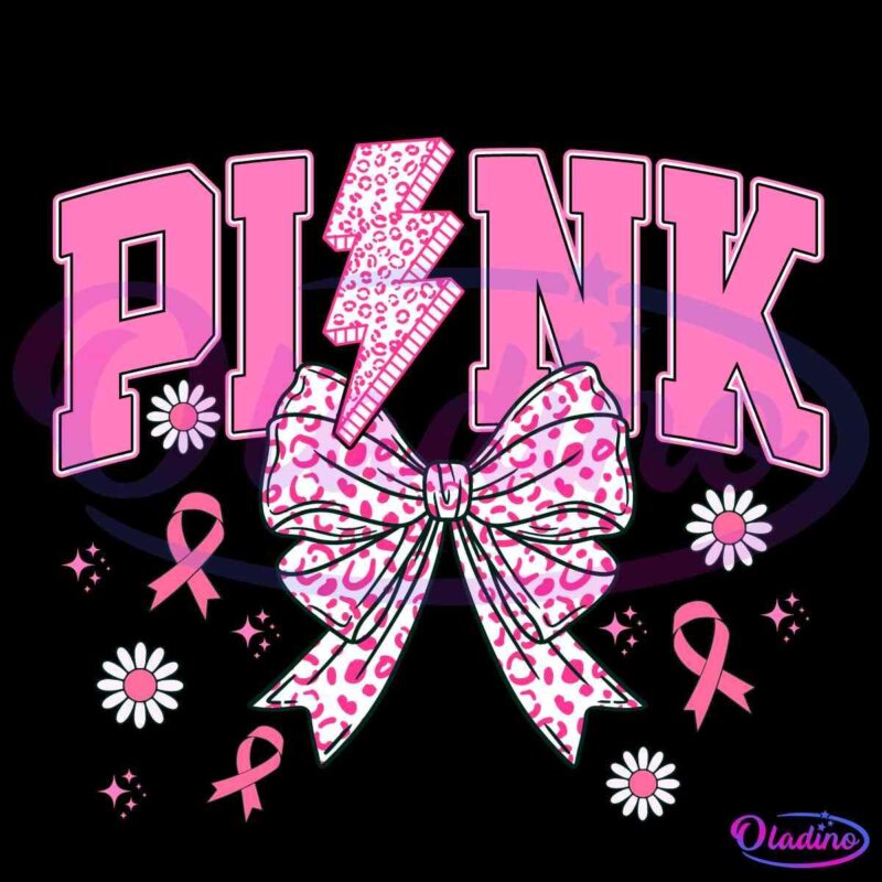 Retro Breast Cancer In October We Wear Pink Coquette Polkadot SVG