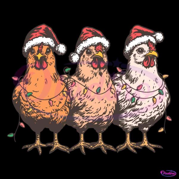 Retro Christmas Chicken Santa Hat Christmas Light SVG