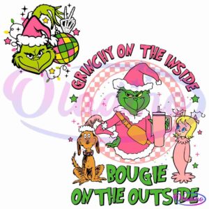 Retro Christmas Grinchy On The Inside Bougie On The Outside SVG