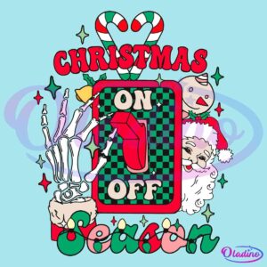 Retro Christmas Season On Off Skeleton Hand Santa Claus SVG