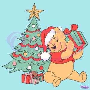 Retro Christmas Winnie The Pooh Santa Hat Christmas Tree SVG