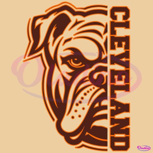 Retro Cleveland Football Browns Buldog Mascot SVG