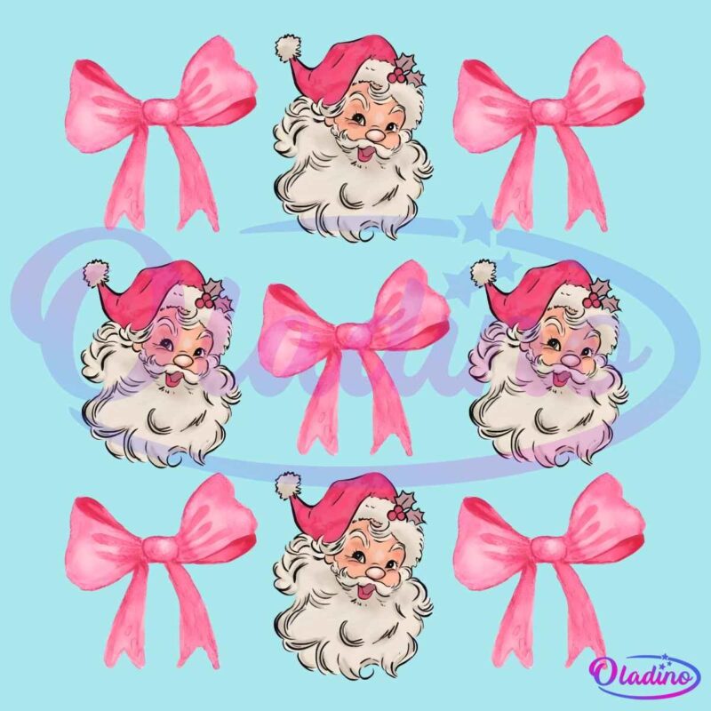 Retro Coquette Christmas Pink Santa Claus PNG