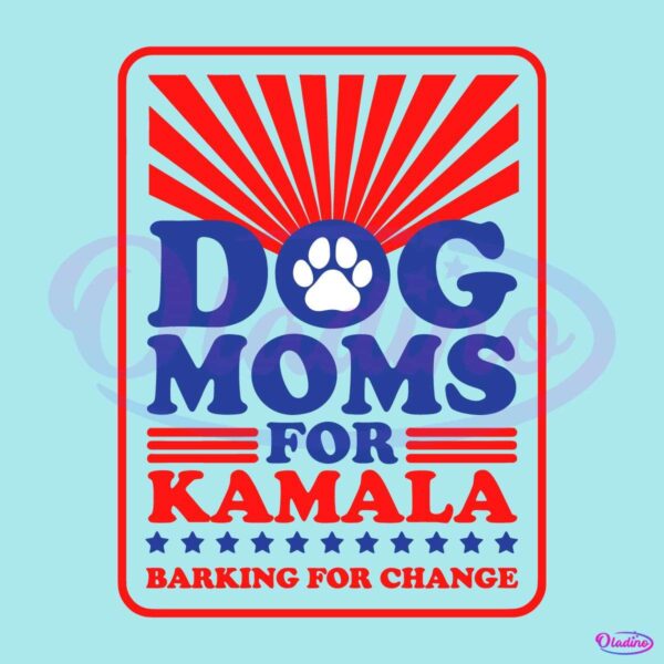 Retro Dog Moms For Kamala Barking For Change SVG