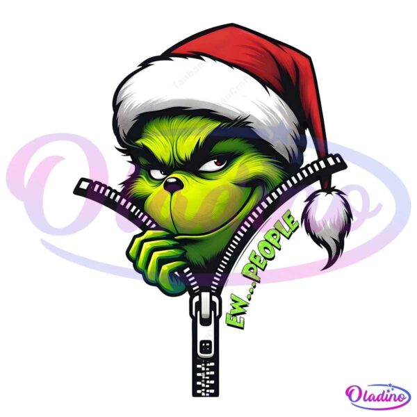 Retro Ew People Grinch Zipper Funny Christmas PNG