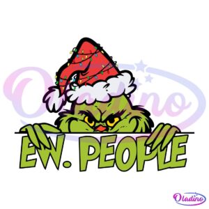 Retro Funny Ew People Grinchmas Santa Hat Christmas Light SVG