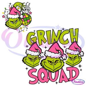 Retro Grinch Squad Pink Christmas Santa Hat SVG