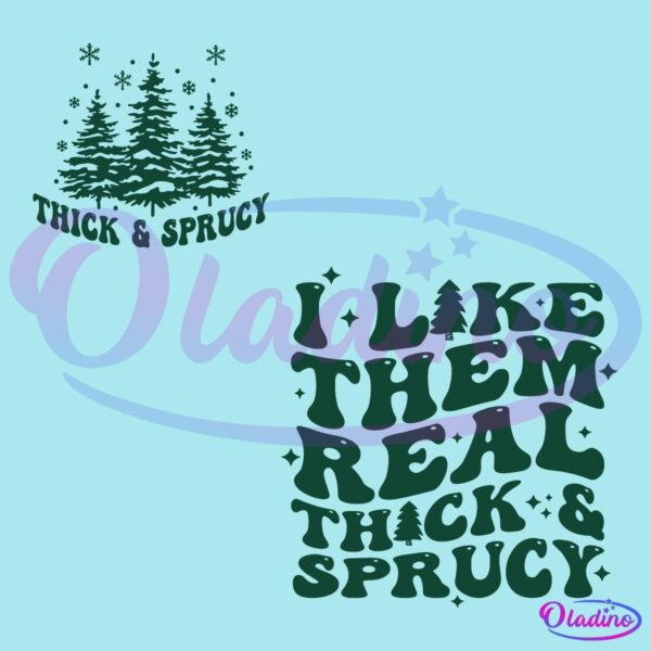 Retro Groovy I Like Them Real Thick And Spruce Christmas Tree SVG