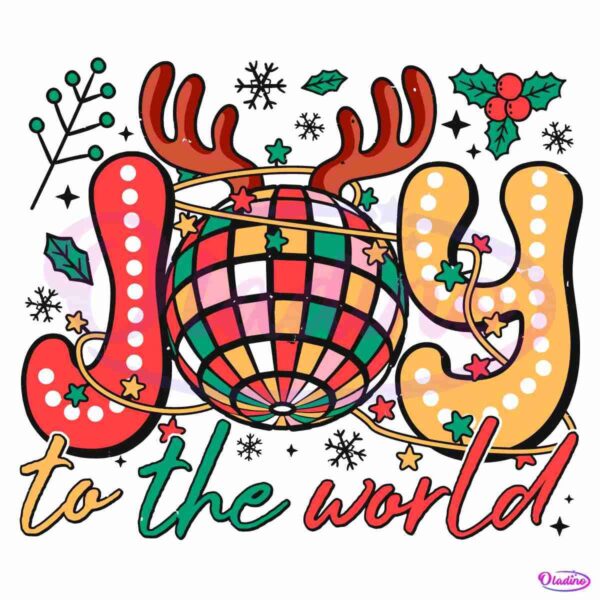 Retro Groovy Joy To The World Disco Ball Doodle Dots SVG