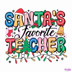 Retro Groovy Santas Favorite Teacher Christmas Light SVG