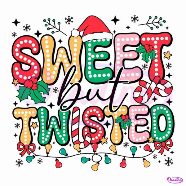 Retro Groovy Sweet But Twisted Santa Hat Doodle Dots SVG