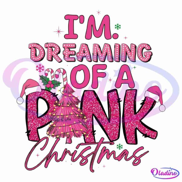 Retro Im Dreaming Of A Pink Christmas PNG Sublimation