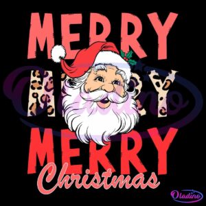 Retro Leopard Santa Claus Merry Christmas PNG