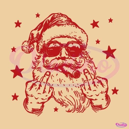 Retro Santa Claus Middle Finger Santa Smokes SVG