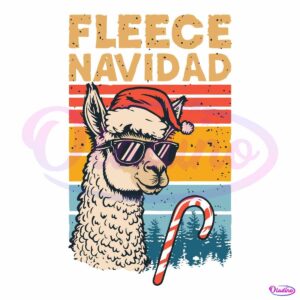 Retro Vintage Funny Fleece Navidad Llama Christmas SVG