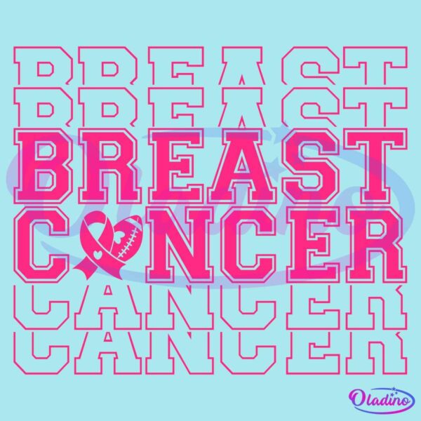 Bold pink letters spell "Breast Cancer" on a black background, with a pink ribbon replacing the letter "A" in "Cancer.