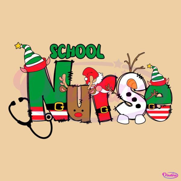 School Nurse Christmas Elf Santa Hat SVG