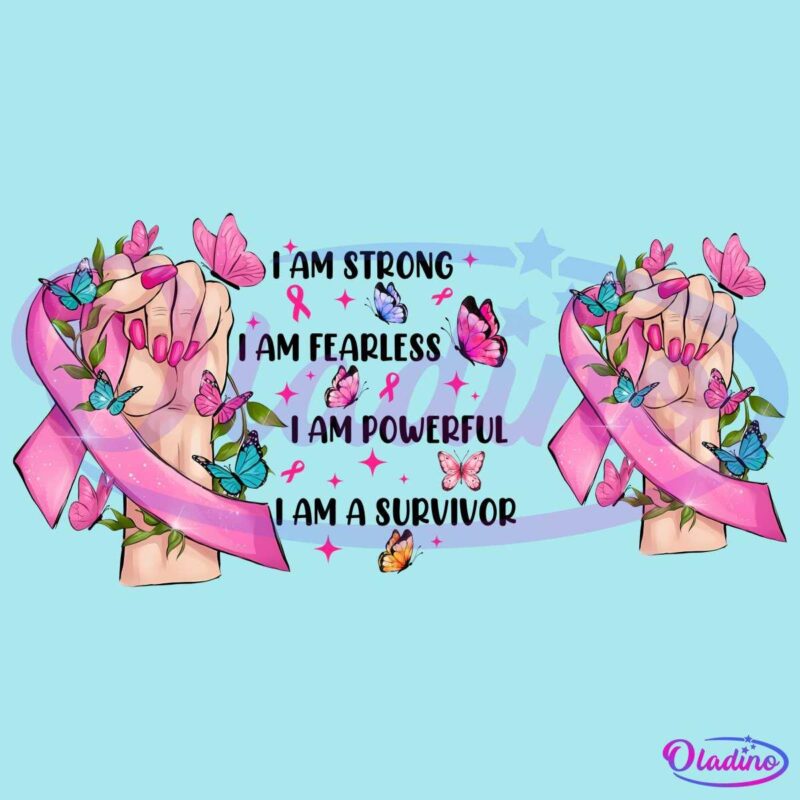 Strong Brave Woman Fist With Ribbon And Butterfly PNG