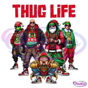 Thug Life Christmas Movie Characters Santa Claus Friends PNG