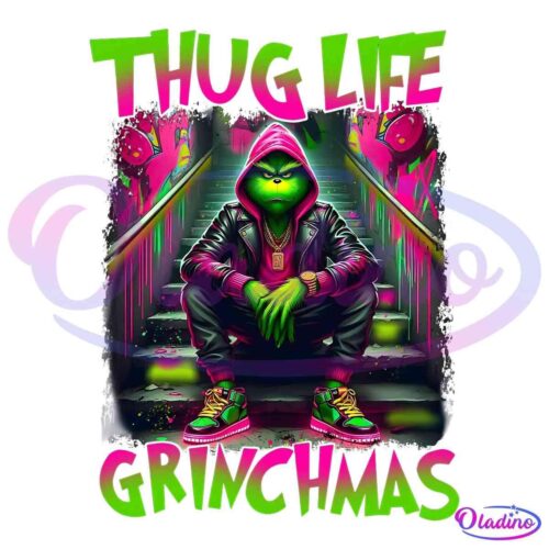 Thug Life Grinchmas Cartoon Retro Christmas Grinch PNG