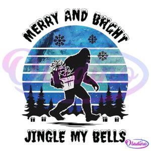 Vintage Christmas Big Foot Merry And Bright Jing My Bell PNG