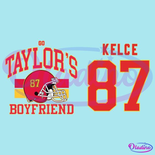 Vintage Go Taylors Boyfriend Kelce Number 87 Football Helmet SVG