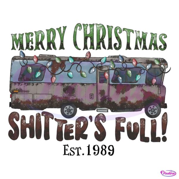 Vintage Merry Christmas Shitters Full Griswold Camper PNG