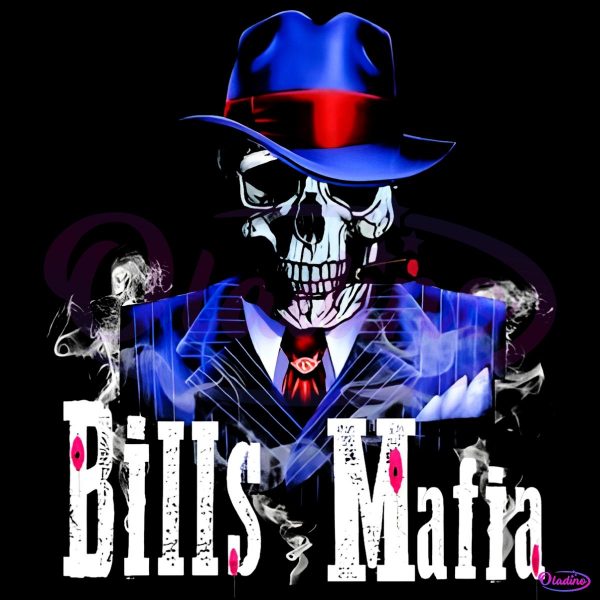 Bills Mafia Skull Smoking Football PNG