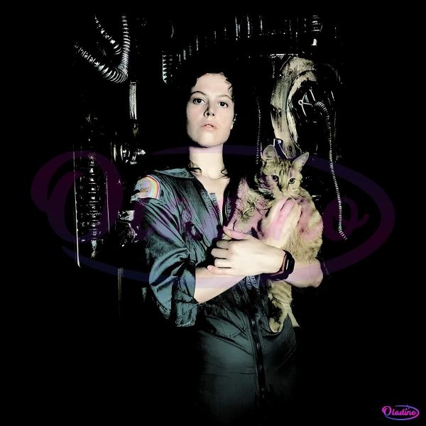 Ellen Ripley And Cat Vintage Aliens Movie 1986 PNG