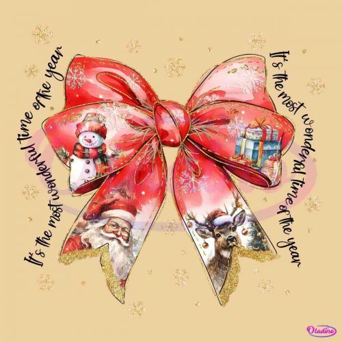 Glitter Santa Claus Christmas Coquette Bow PNG