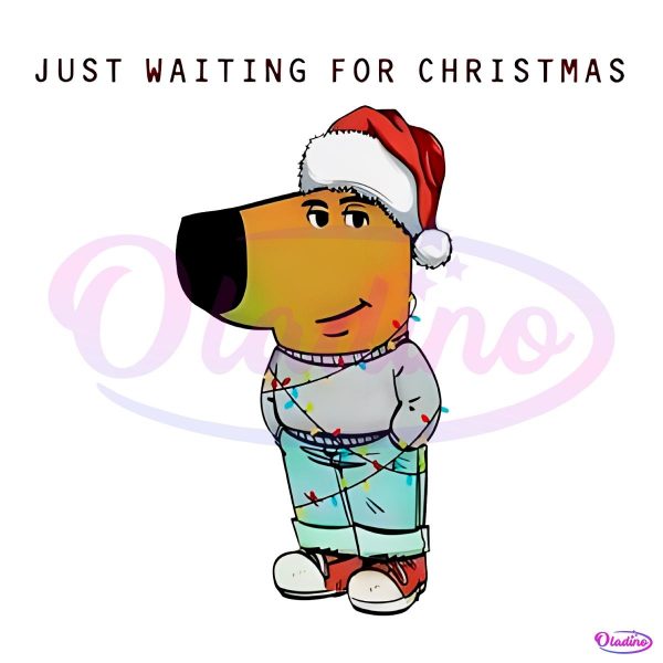 Just Waiting For Christmas Chill Guy Santa Hat PNG