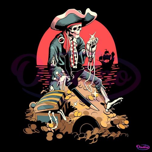 Pirates Of The Caribbean Pirate Skeleton On Treasure SVG