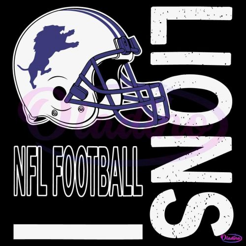 Retro Detroit Lions Football Helmet Logo SVG