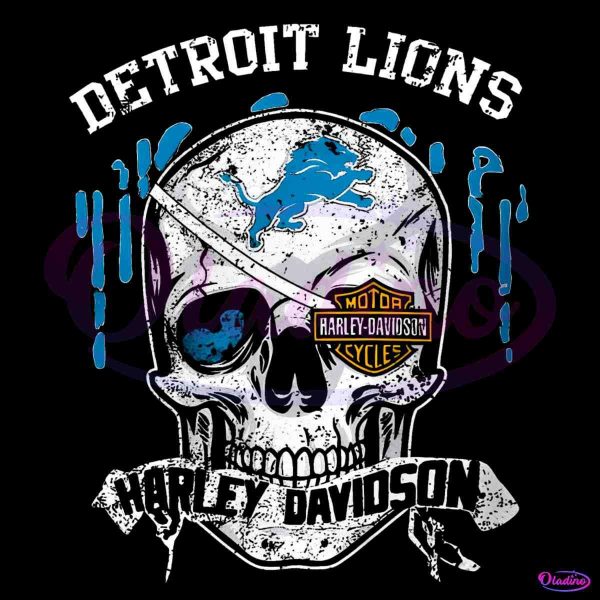 Retro Detroit Lions Skull Logo in SVG