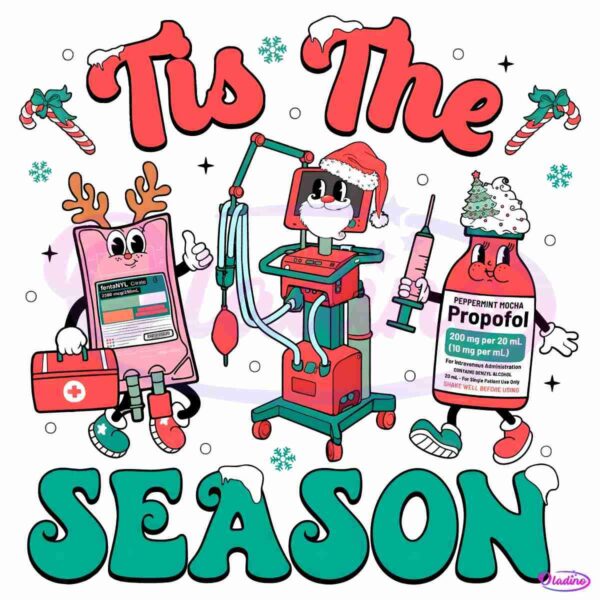 Retro Groovy Tis The Season Christmas ICU Nurse PNG