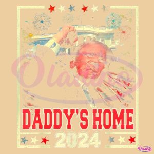 Retro Vintage 2024 Daddy'S Home Trump American Flag PNG