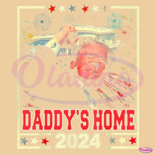 Retro Vintage 2024 Daddy'S Home Trump American Flag PNG