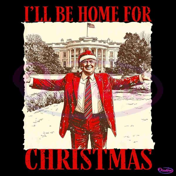 Retro Vintage Trump I Will Be Home For Christmas Santa Hat PNG