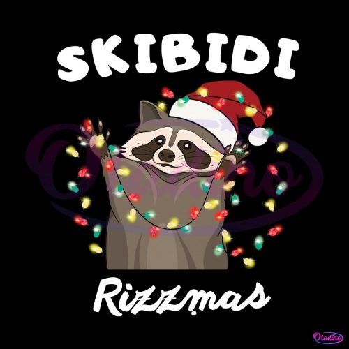 Skibidi Rizzmas Funny Christmas Raccoon PNG