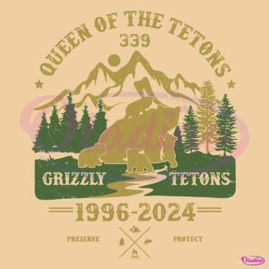 Vintage Queen of The Tetons 399 Grizzly Bear SVG